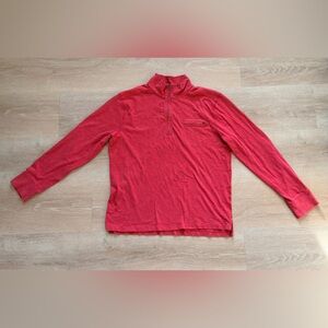 J.Crew Men’s 1/4 Zip Pullover Shirt Red Ringspun Jersey Cotton Size XL
